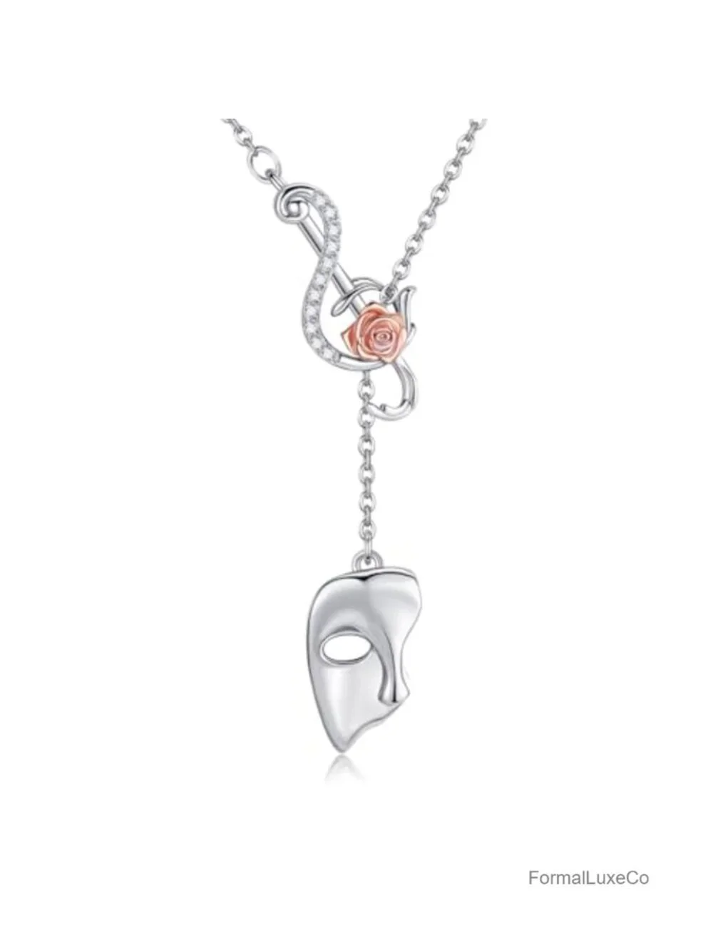 Sterling Silver Phantom of the Opera Y-Necklace Pendant 18